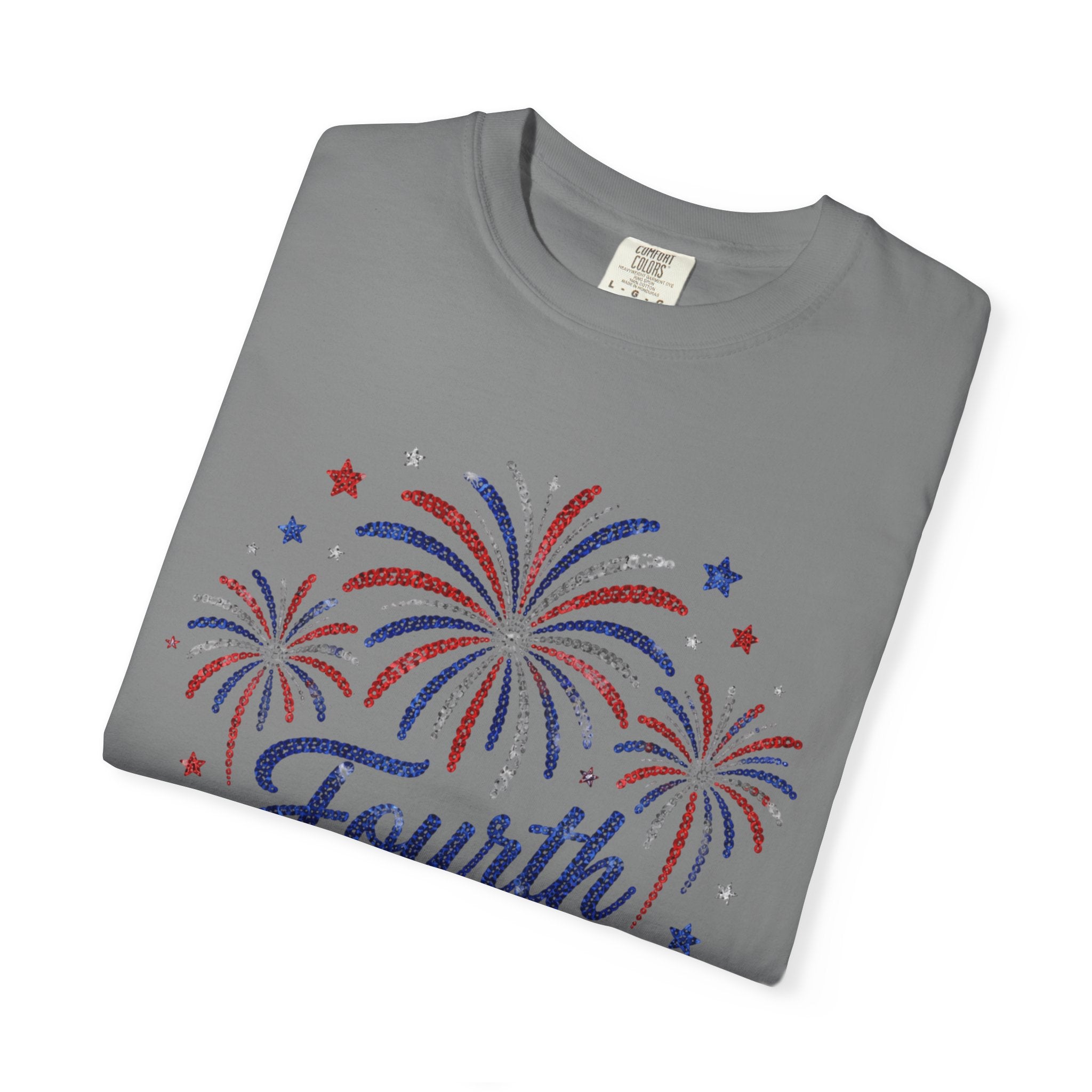Fourth of July fireworks T-shirt | Independence Day stars and script