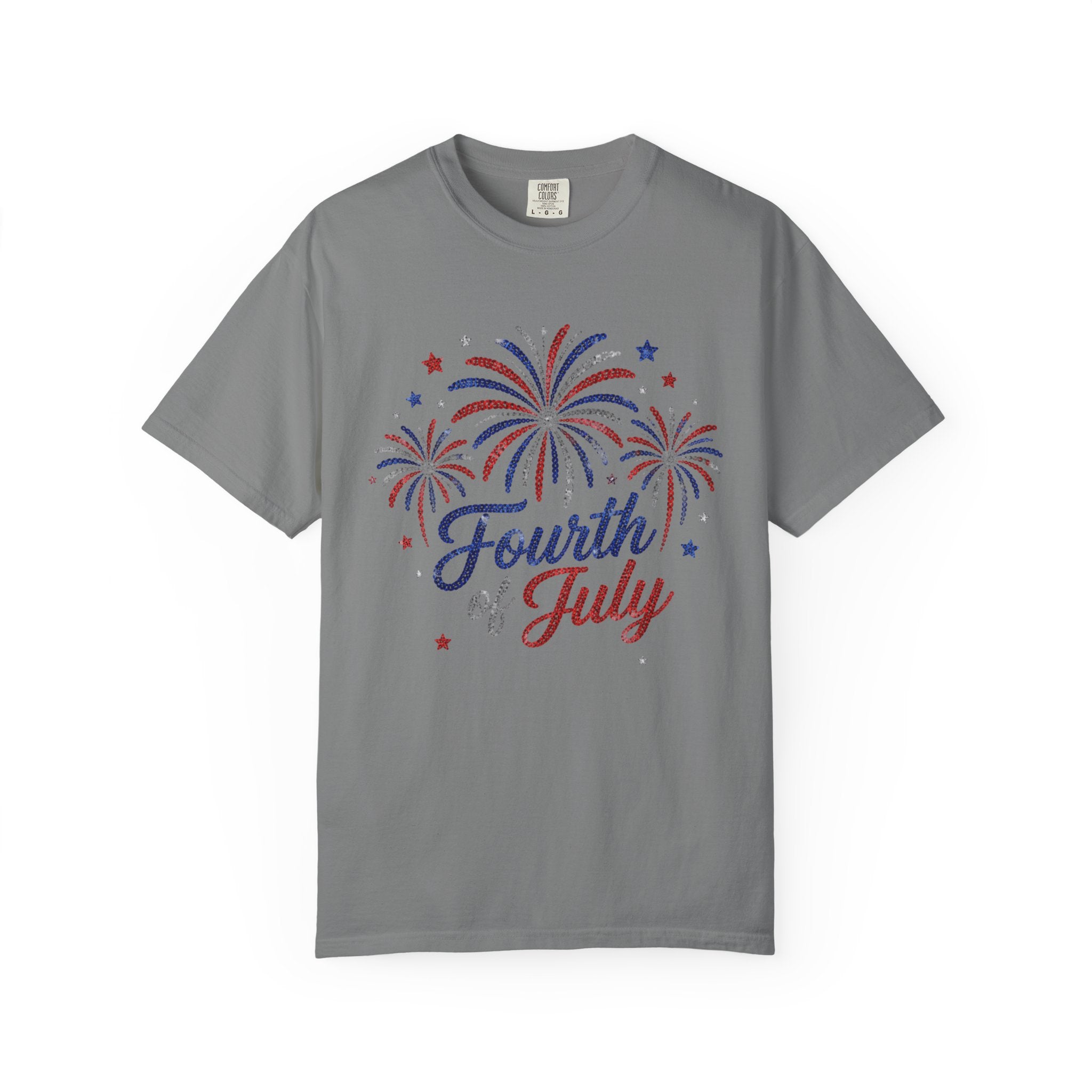 Fourth of July fireworks T-shirt | Independence Day stars and script
