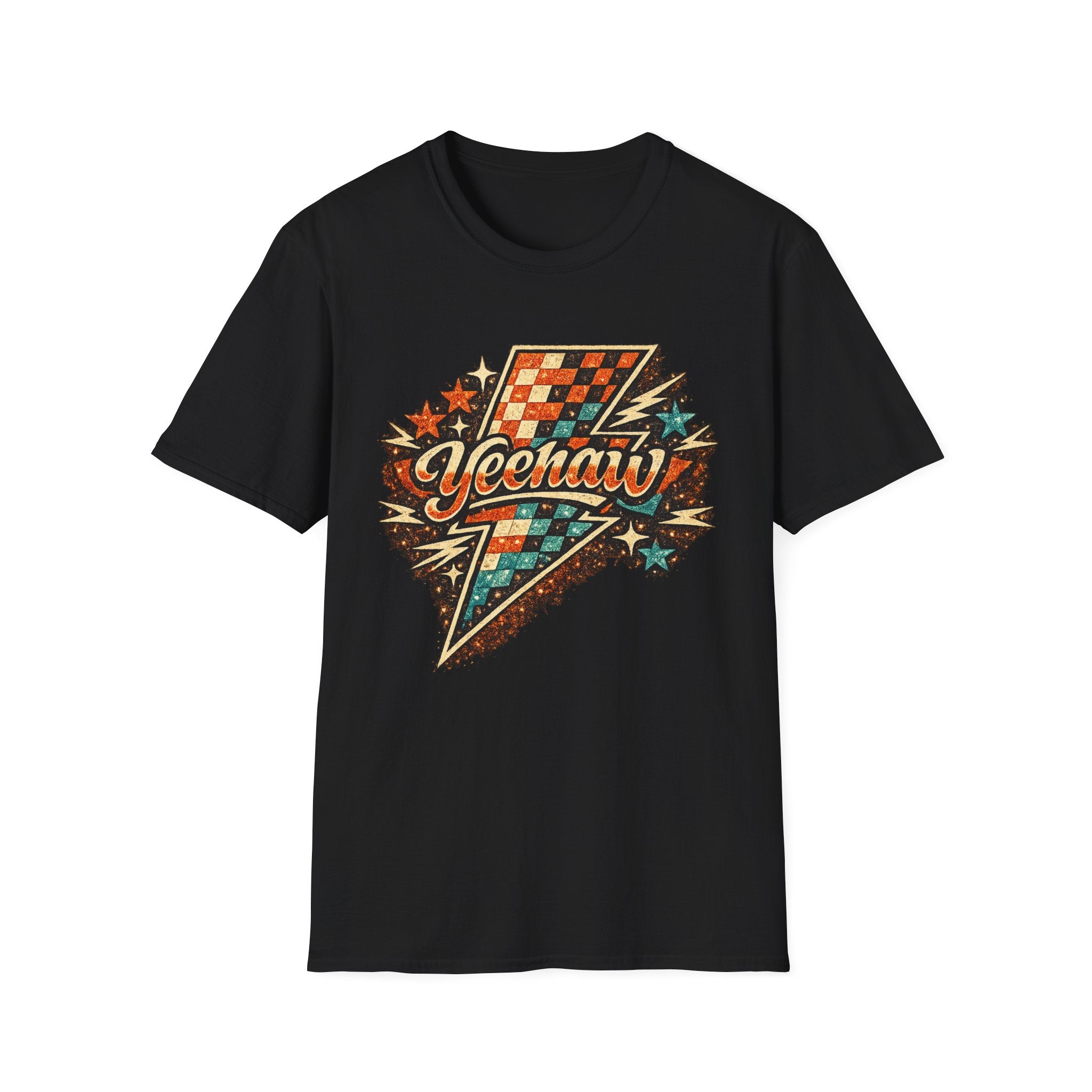 Yeehaw Lightning Bolt T-Shirt — Retro Western Cowboy Graphic Tee