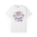 Fourth of July fireworks T-shirt | Independence Day stars and script