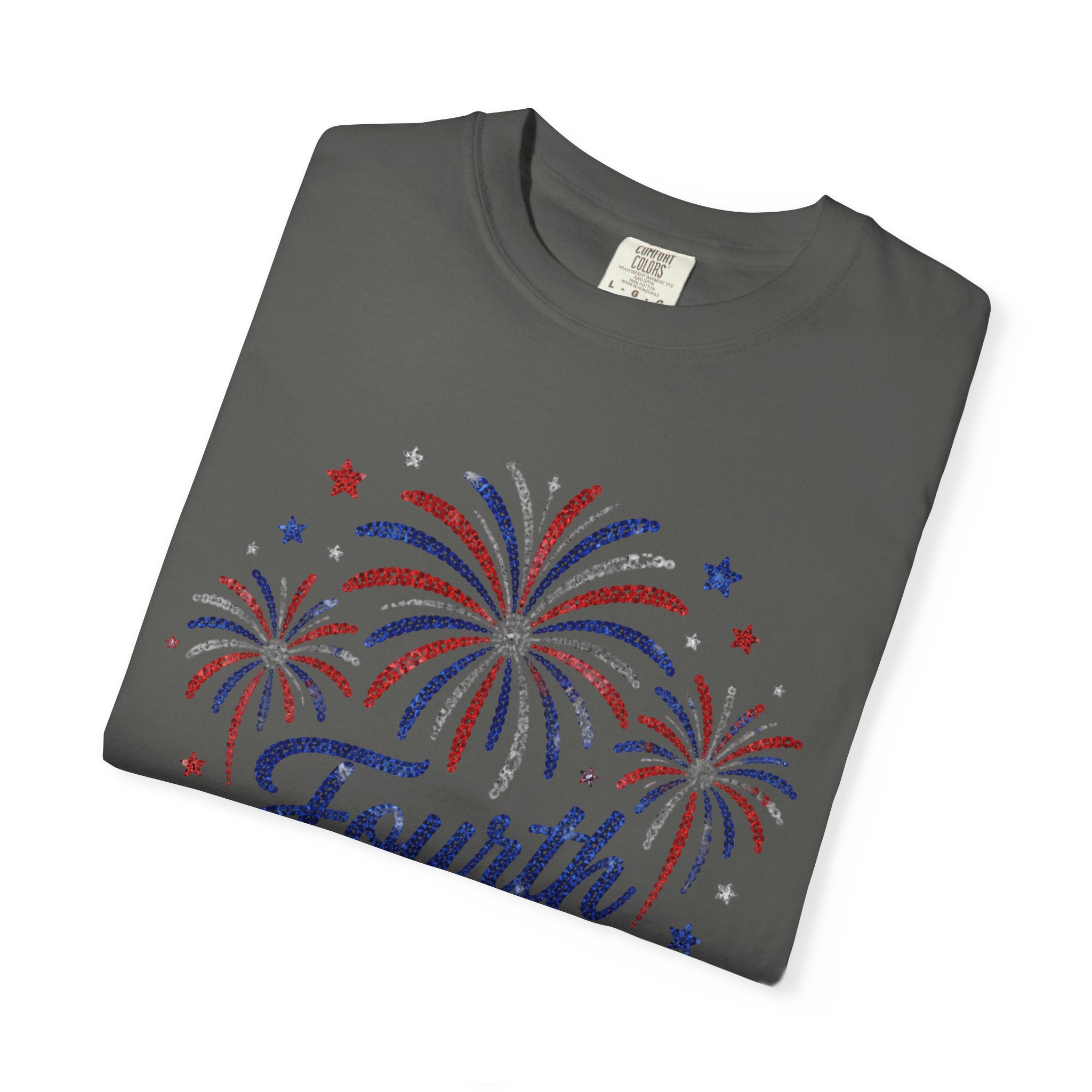Fourth of July fireworks T-shirt | Independence Day stars and script